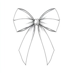 A detailed grayscale illustration of a tied ribbon bow, with delicate shading and flowing lines