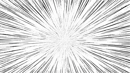Obraz premium Radial speed lines for manga or comic book motion effects on transparent background featuring fast action movement and explosion rays for dynamic storytelling and visual impact in graphics
