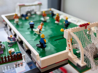 Fototapeta premium Lego table hockey with minifigure players