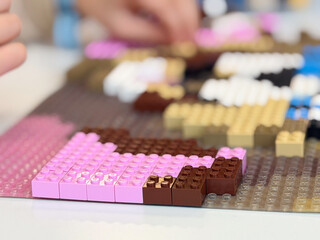 Fototapeta premium Close-up pixel brick mosaic