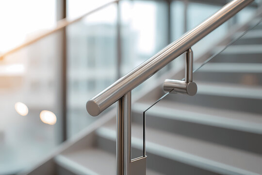 Metal Handrail Along Office Staircase