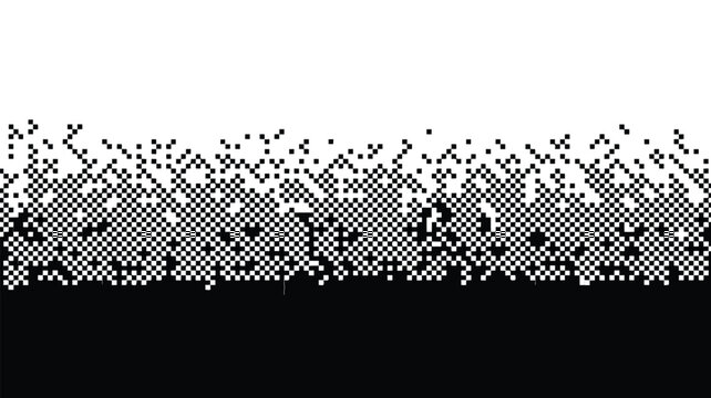 Halftone dots gradient illustration with black and white pixels
