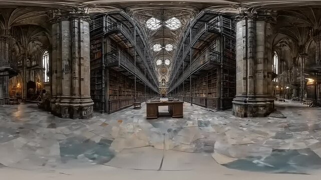 Interior of a historic Gothic building.