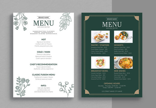 Elegant Restaurant Menu Template Layout