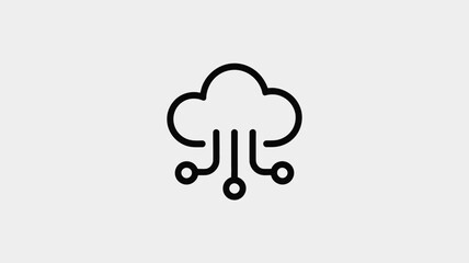Obraz premium Rain Cloud Icon with Circuit Lines