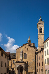 Historic Basilica di Santa Maria Maggiore and Bell Tower in Bergamo Upper Town, Italy