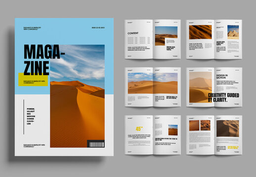 Modern Magazine Layout  with Desert Photography Editorial Design