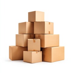 Obraz premium Stack of unopened, brown cardboard boxes arranged in a pyramidal shape