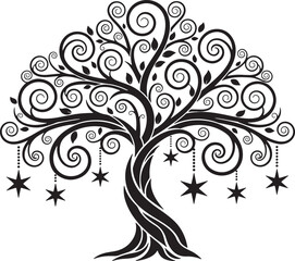 Obraz premium Magical Star Swirl Tree Vector Bundle