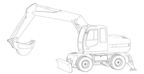 excavator symbol sketch 3d illustration © Svjatoslav