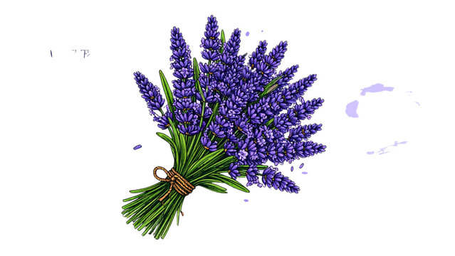 Lavender flower bundle illustration, purple floral bouquet clipart, herbal plant drawing, vintage botanical design, aromatic lavender bunch vector art