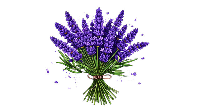 Lavender flower bundle illustration, purple floral bouquet clipart, herbal plant drawing, vintage botanical design, aromatic lavender bunch vector art