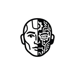 Cyborg Android Avatar Chunky Mascot Glyph