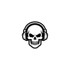 Skull Gaming Headphones Mascot Glyph