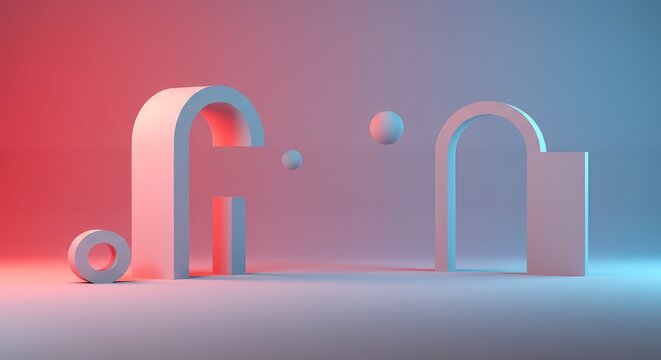 Abstract minimalist geometric background showing impossible architecture and warping reality with large empty copy space, line, parallel, structure