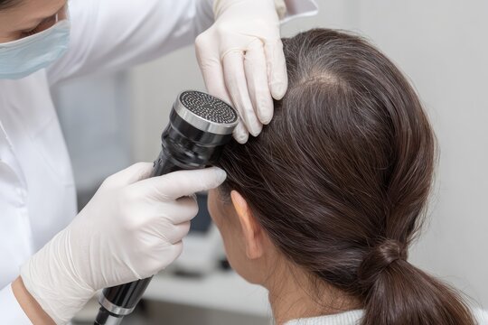 Scalp Examination with Trichoscope