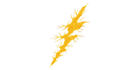 Abstract a striking illustration of a golden lightning bolt. The image highlights a vibrant, energetic symbol of power, speed, and electrifying force. © PS  GALLERY 