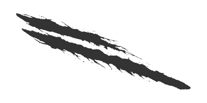 Abstract a scratch mark effect, two parallel slashes diagonally across a white backdrop, created using a digital pen. the mark of a beast.