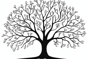 Obraz premium Stylized Tree Illustration Art with Minimalist Design, Simplistic Nature Black Outline Vector Image