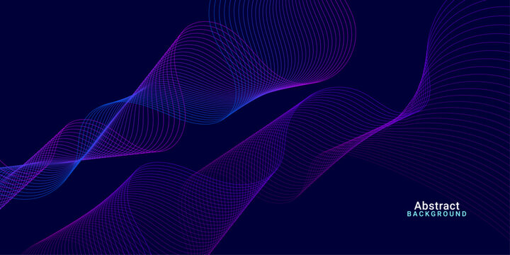 Futuristic background featuring vibrant purple and blue mesh wave patterns on a dark navy backdrop for modern tech layouts.