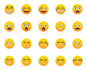 Obraz premium Gradient color icons set for Emojis, smiley, emotion
