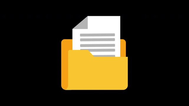 Folder Flat Animation Cartoon Icon. 4K Video