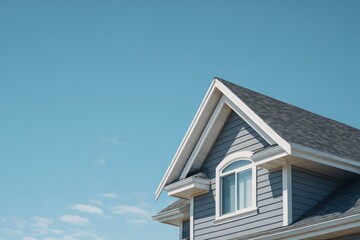Obraz premium Close-up of gray house siding and rooftop