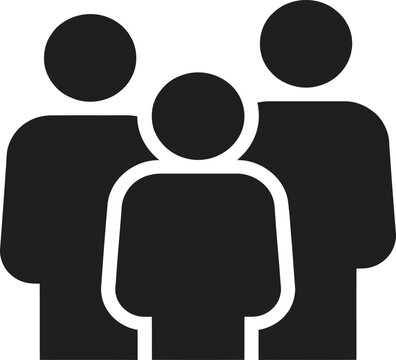 Group of people icon with black silhouette representing teamwork collaboration and community connection against transparent background