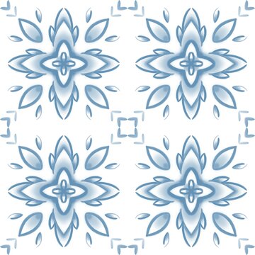 Hand Painted Dusty Blue Moroccan Tile Seamless Pattern - Medium Scale