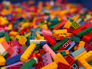 Fototapeta premium Colorful pile of building bricks