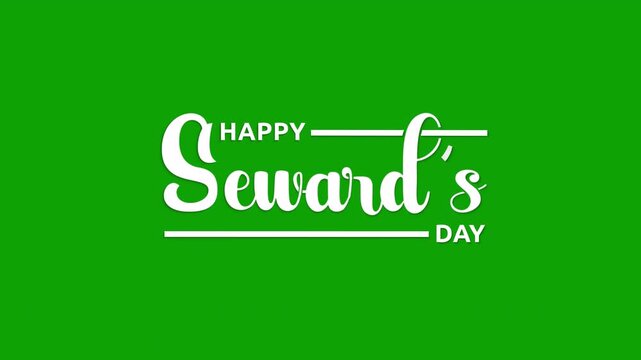 Happy sewards day text animation on the greenscreen alpha channel. Handwritten Animated typography. Suitable for celebrating holidays with a vintage touch and digital greetings.