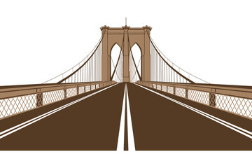 Fototapeta premium A brown suspension bridge illustration with a beige background