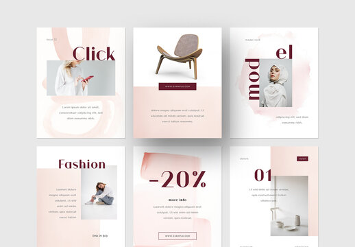 Social Media Posts with Watercolor Style