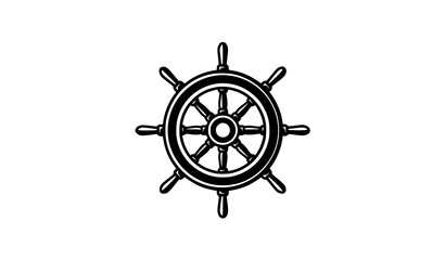 Vintage Nautical Ship Steering Wheel Emblem Vector
