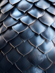 魚の鱗のような重なりを持つ黒いレザーのテクスチャ・抽象素材