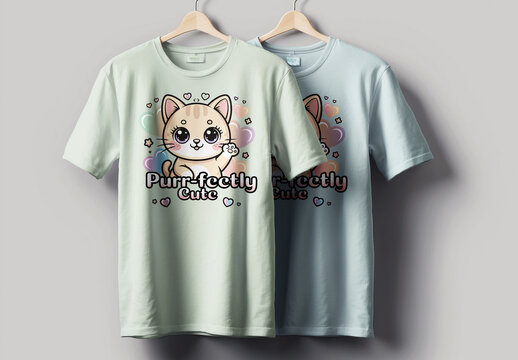 Kawaii Style Cartoon Cat Tshirt