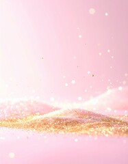 パステルグラデーションに浮かぶピンク光粒子の春イメージ背景
