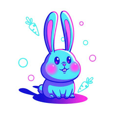 Obraz premium Cute Cartoon Bunny with Carrots Illustration.