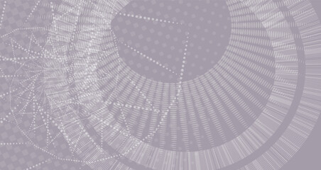Obraz premium Abstract vector horizontal banner with halftone dots and geometric wave patterns. Minimalist tech background for web design, corporate identity, and digital marketing. Stylish gray and pastel tones