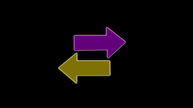 Two moving arrow symbols sliding left and right on black background, smooth directional motion graphic, 4K resolution.