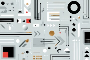 Abstract gray vector background with black circuit lines and geometric patterns in a tech-inspired design
