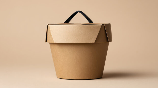 Takeout Food Container Mockup on Kraft Paper Surface
