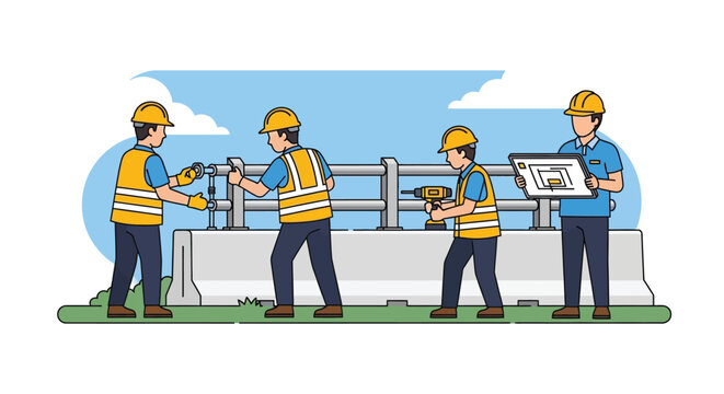 Bridge workers discussing plans vector