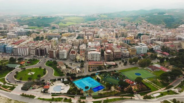 The city of Soverato in Calabria with its waterfront and buildings in summer