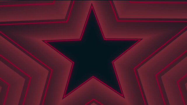 Bold abstract graphic with a black star on a dark red background, surrounded by red zigzag lines, creating depth and a futuristic vibe.