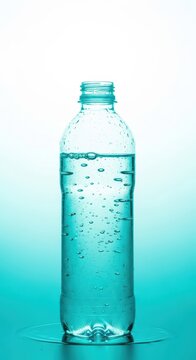 Clear reusable plastic sports bottle filled with fresh clean water, promoting healthy living, hydration, exercise, and sustainable choices, plastic, workout, habit