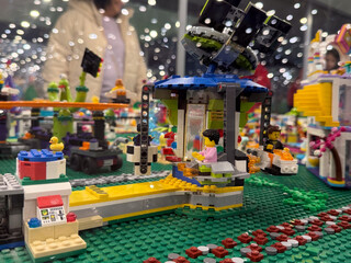 Naklejka premium Colorful lego amusement-park diorama
