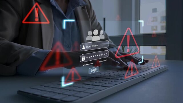 Cybersecurity alert notification.Protect profiles from hacks. Strong passwords, MFA, and monitoring prevent cyber attacks, credential theft and unauthorized access.