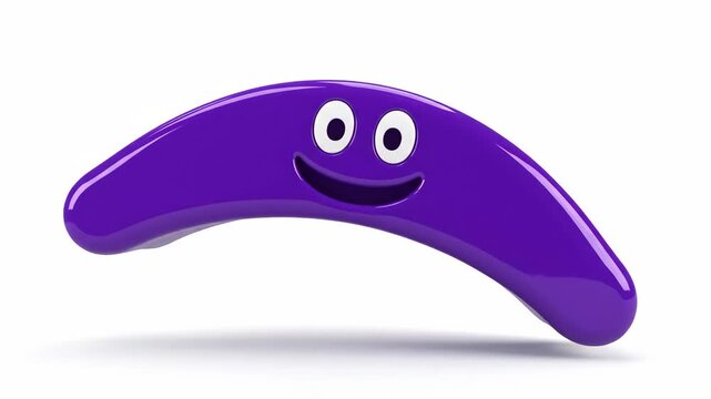 Purple Boomerang with Cartoon Smiling Face.