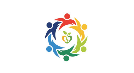 Naklejka premium Colorful People Forming Circle Around Leaf.